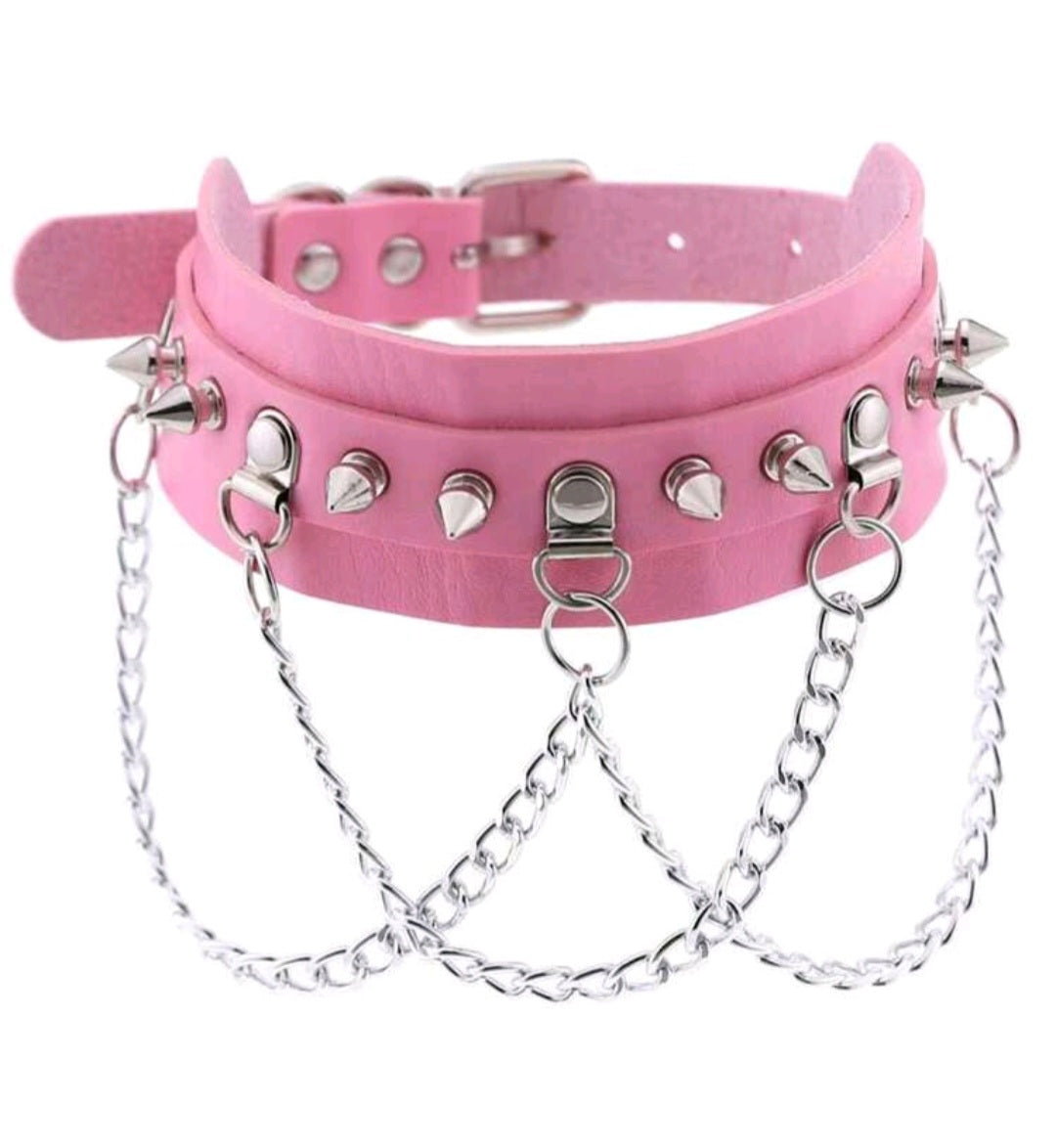 Pink neck collar chain image 0