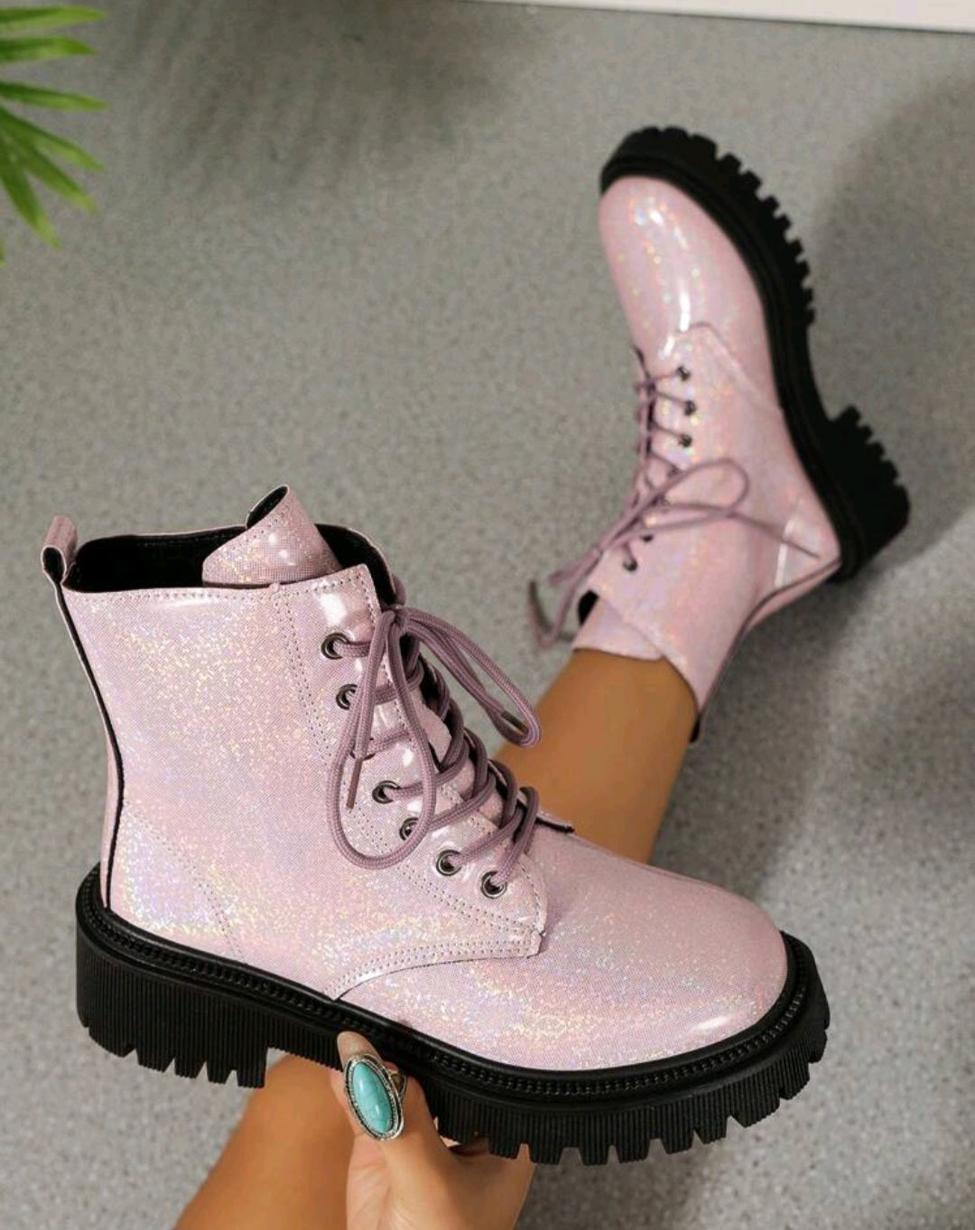 Pink PU leather ankle docs size 4 image 0