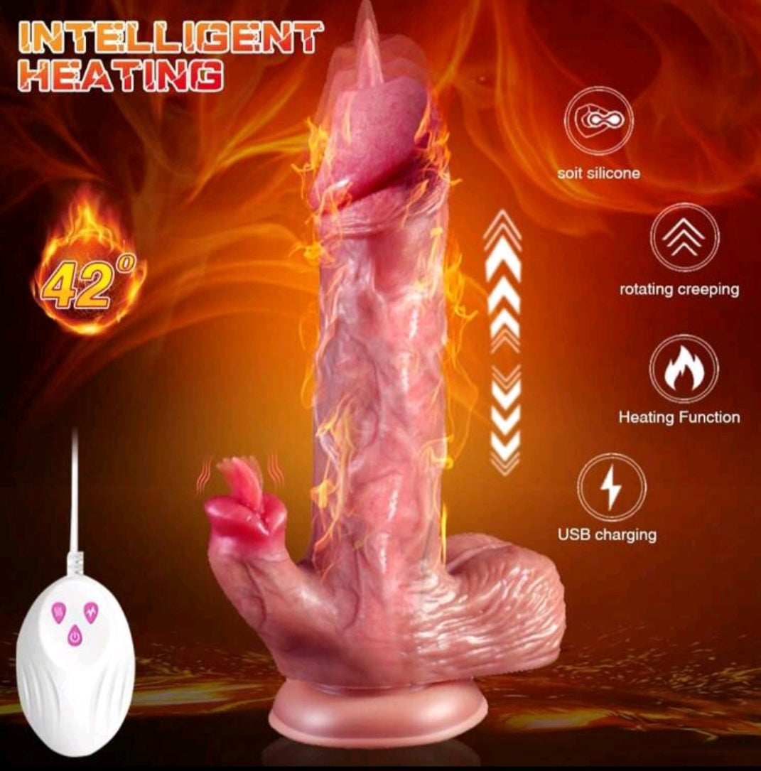 Large multifunction double tongue tickler dildo with rust motion image 0