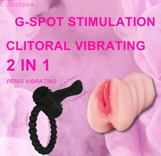 Two and one clitoris and G spot steaming with vibration cock ring image 0